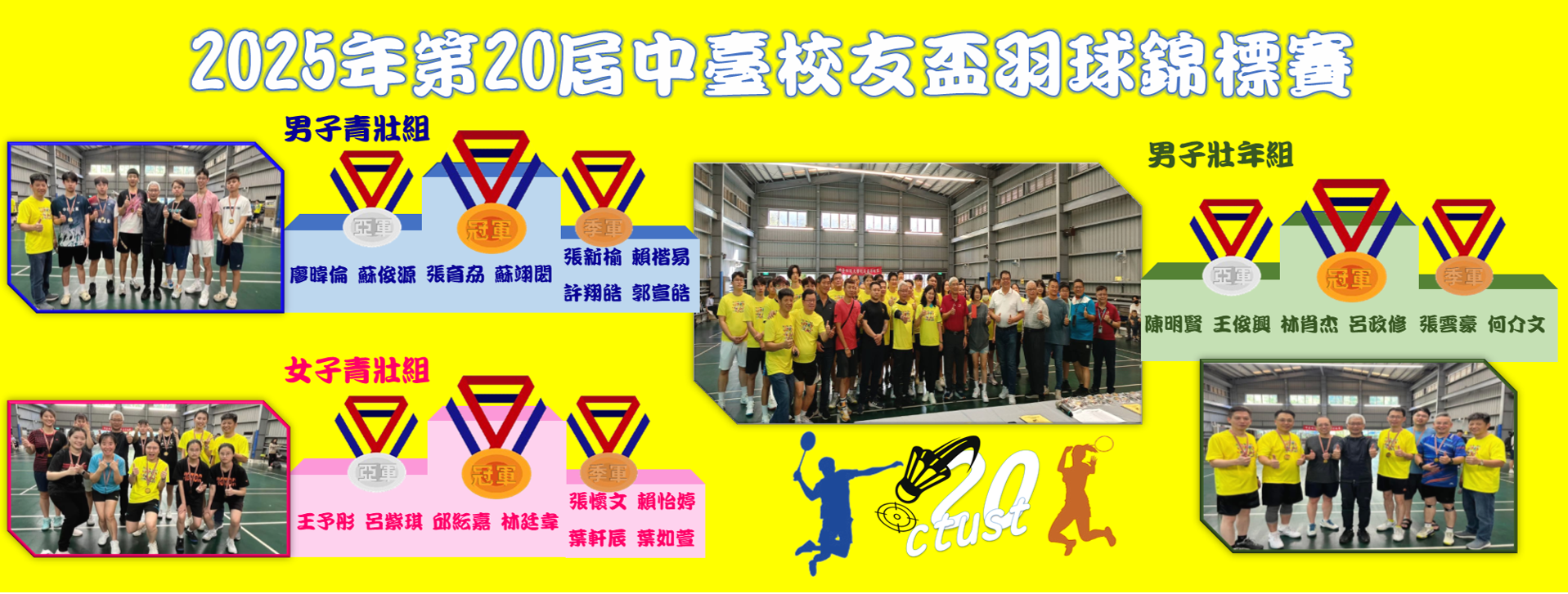 2025年第19屆校友盃羽球錦標賽成績公告